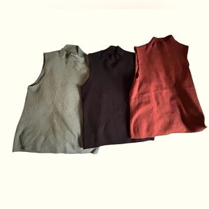 Lot of Three Nine West Sleeveless Mock Turtleneck Lightweight Sweater Size M